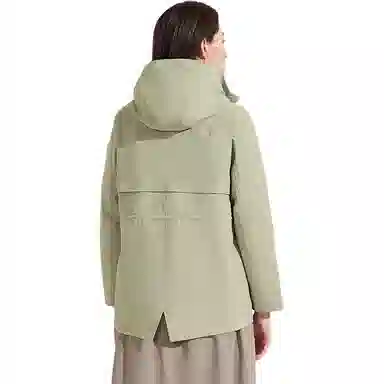 探路者  运动休闲简约纯色连帽  防水冲锋衣 女款 松霜绿