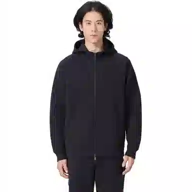 李生制造 经典时尚舒适休闲连帽常规合身厚款纯色插肩拉链不加绒长袖卫衣 男款