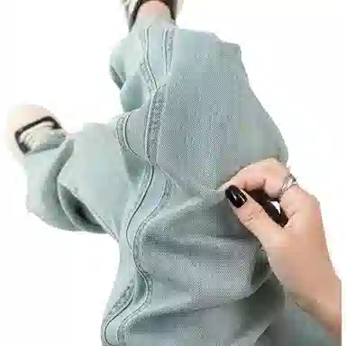 欧迪芬 美式基础水洗浅色系直筒女春夏阔腿小个子高腰宽松垂感牛仔裤 女款 浅蓝色