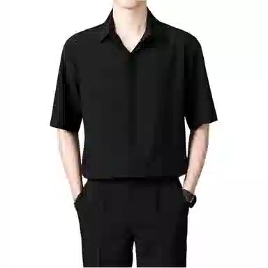 寻星记 美式韩版冰丝男士夏季高级感抗皱免烫商务休闲短袖衬衣衬衫 男女同款