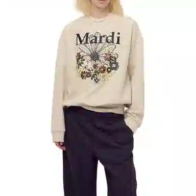 MARDI MERCREDI FW25 SWEATSHIRT FLOWERMARDI JARDIN_OATMEAL BLACK