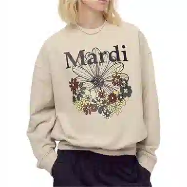 MARDI MERCREDI FW25 SWEATSHIRT FLOWERMARDI JARDIN_OATMEAL BLACK