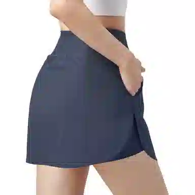 欧迪芬  薄款速干短裤女子跑步训练健身裤女假两件  瑜伽短裙