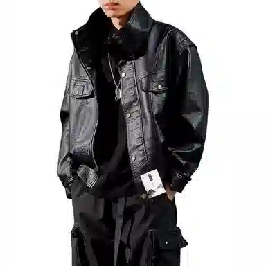  【美式宽松廓形美拉德色系皮衣】布客行 酷飒不羁狂野硬朗摇滚飞行叛逆霸气翻领设计英伦学院感秋冬百搭休闲外套夹克 男女同款