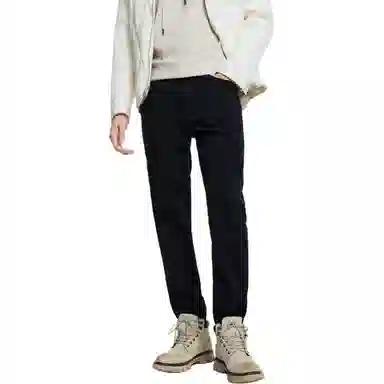 九牧王男裤专家 加厚直筒无褶车缝牛仔裤 男款 深蓝色