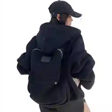 虫小绿 美式高街重磅立体背包连帽开衫拉链外套春秋季个性小众高级设计感学生实用休闲宽松百搭卫衣 男女同款
