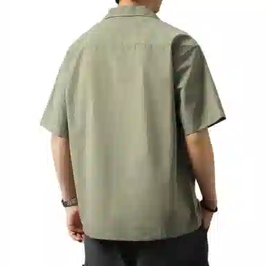 贵色 高端古巴领凉感抗皱休闲美式复古轻薄透气短袖衬衫 男女同款