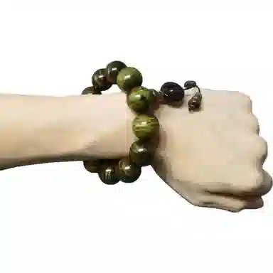 卓禹 老绿料 高密带花满水波纹金丝楠 小叶桢楠 雅安产区 素圈文玩佛珠 阴沉木 手串 男女同款情侣款