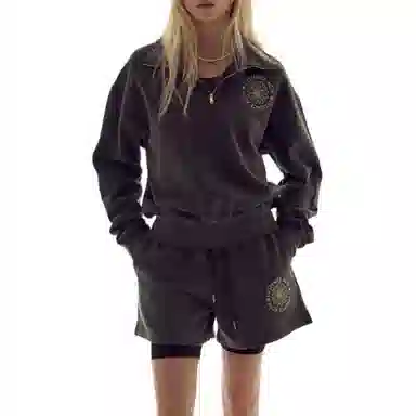 MARDI MERCREDI FW25 SWEAT SHORTS PIGMENT WASHING_CHARCOAL CREAM