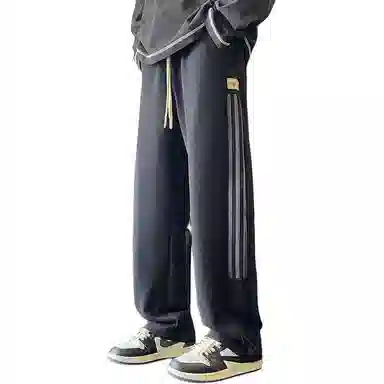 引创 秋季美式加长裤子男潮牌宽松显瘦显高百搭直筒裤男士潮流运动卫裤休闲裤 男女同款