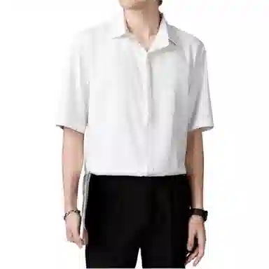 寻星记 美式韩版冰丝男士夏季高级感抗皱免烫商务休闲短袖衬衣衬衫 男女同款