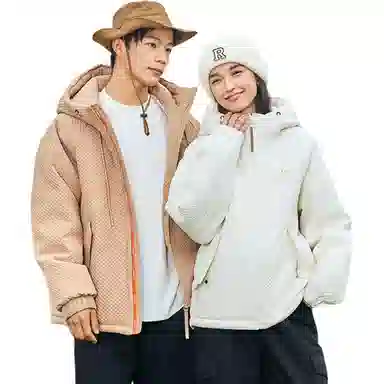 鸭鸭 冬季时尚百搭纯色保暖舒适休闲连帽羽绒服 男女同款