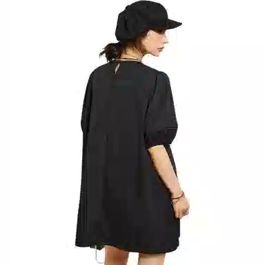 木果果木 新中式盘扣国风小个子短袖连衣裙 女款 黑色