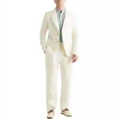 阿玛尼 两粒单排扣双开衩西装外套 男款 白色