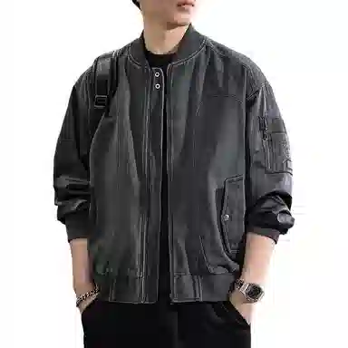 遨宇 美式休闲复古潮牌水洗极简风宽松纯棉户外百搭痞帅夹克外套 男女同款