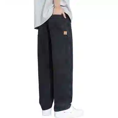 羽浅 休闲简约宽松直筒长裤美式高街多色水洗牛仔裤 男女同款