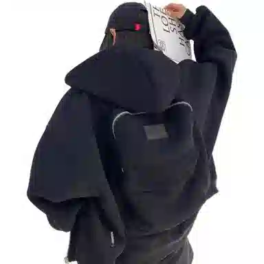 虫小绿 美式高街重磅立体背包连帽开衫拉链外套春秋季个性小众高级设计感学生实用休闲宽松百搭卫衣 男女同款