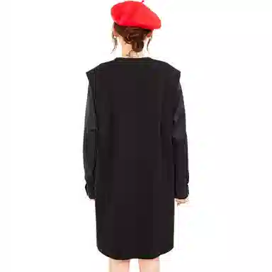 木果果木 小个子直筒中长款假两件拼接长袖连衣裙 女款