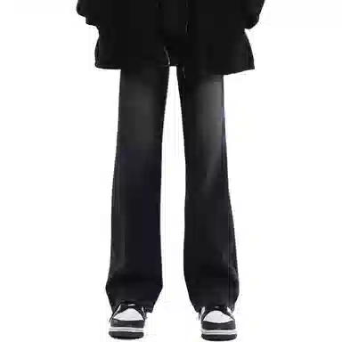 布客行 美式复古高街废土风微喇直筒通勤垂感长裤牛仔裤 男女同款