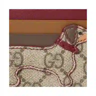 Gucci GG Supreme Dog Canvas Cardholder Beige Brown