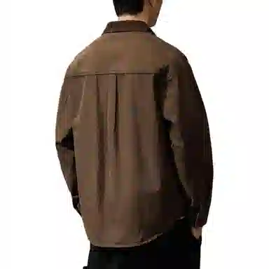 贵色 男士翻领百搭夹克纯棉休闲百搭衬衣外套美式简约痞帅明线工装重磅水洗咖色长袖衬衫 男女同款