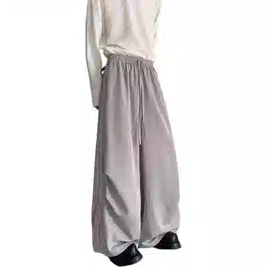 顶峰保罗 纯色基础款美式凉感透气降落伞兵裤冰丝薄款速干垂感舒适宽松直筒阔腿休闲裤 男女同款