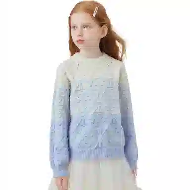 青蛙王子 时尚洋气舒适百搭软糯亲肤长袖毛衣 条纹蓝 中小童