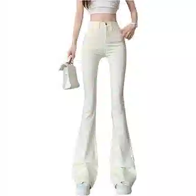 思蓓儿 修身高腰纯色韩版百搭牛仔裤 女款 白色