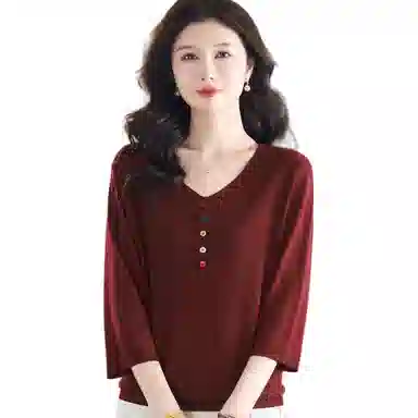 恒源祥 纯色休闲百搭长袖针织衫 女款