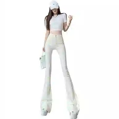 思蓓儿 修身高腰纯色韩版百搭牛仔裤 女款 白色