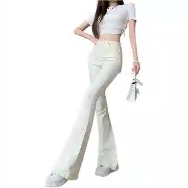 思蓓儿 修身高腰纯色韩版百搭牛仔裤 女款 白色