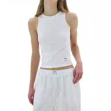 MARDI MERCREDI SS25 BASIC TANK DOUBLE LABEL_IVORY