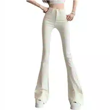 思蓓儿 修身高腰纯色韩版百搭牛仔裤 女款 白色