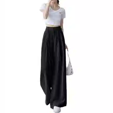 黛尔佳人 纯色时尚薄款阔腿休闲裤 女款