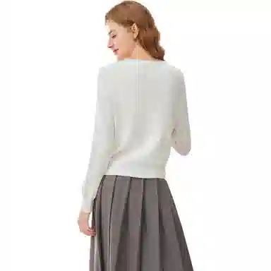 爱依服 休闲时尚简约法式针织衫 女款 白