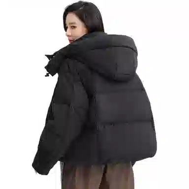 鸭鸭 经典百搭秋冬休闲时尚简约防风保暖连帽小个子短款羽绒服 女款
