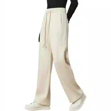 粉红玛琍 纯色简约系带休闲裤 女款 米色