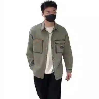 太子龍 潮牌痞帅美式高街复古水洗翻领长袖牛仔外套 男款