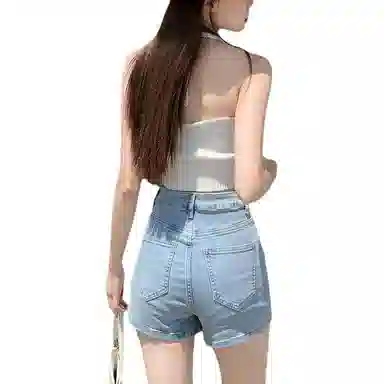 怪力萝莉 高腰薄款舒适牛仔短裤 女款