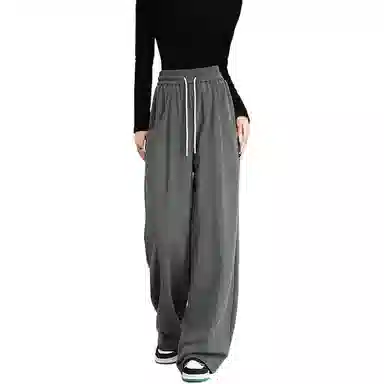 法文箱子 简约中腰宽松休闲裤 女款