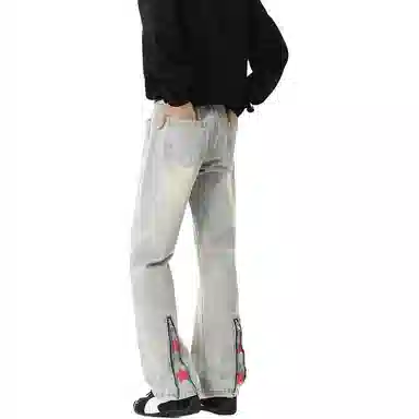 宝米卡 美式高街直筒牛仔裤 男女同款