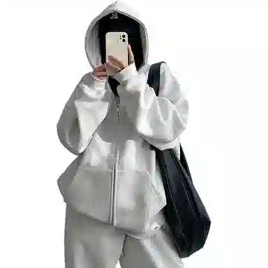 【dme】 美式高街重磅结构简约基础款连帽开衫上衣男秋款宽松情侣拉链休闲卫衣外套 男女同款