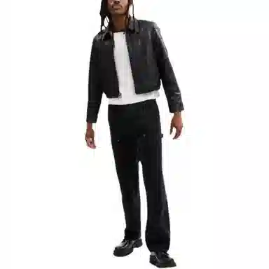 COACH FW25 Zip-Up Checkered Leather Jacket