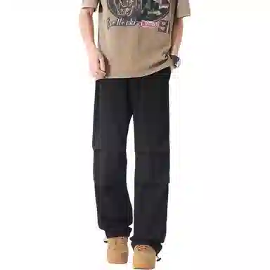 左岸 美式工装冰丝薄款速干垂感直筒阔腿休闲裤 男款