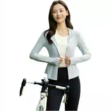 欧迪芬 修身连帽春夏冰丝防晒服凉感短款显瘦外套微喇叭裤两件套速干时尚运动风轻盈舒适感防晒衣透气性好时尚设计显瘦效果健身套装 女款