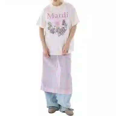 MARDI MERCREDI TSHIRT FLOWERMARDI JARDIN_CREAM PINKLAVENDER FW25T