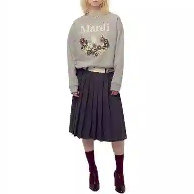 MARDI MERCREDI FW25 SWEATSHIRT FLOWERMARDI JARDIN_GREY IVORY