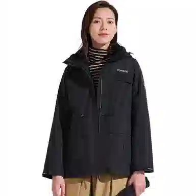 探路者  休闲舒适字母三合一  防风耐磨保暖防静电冲锋衣 女款 黑色