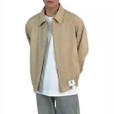 【复古工装风纯色翻领外套】布客行 美式高街痞帅机车飞行员酷飒百搭皮衣宽松显瘦高级感亲肤日常出行服短款上衣夹克 男女同款