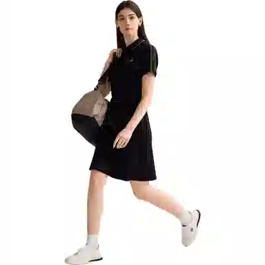 比音勒芬 字母翻领中长款短袖连衣裙 女款 黑色